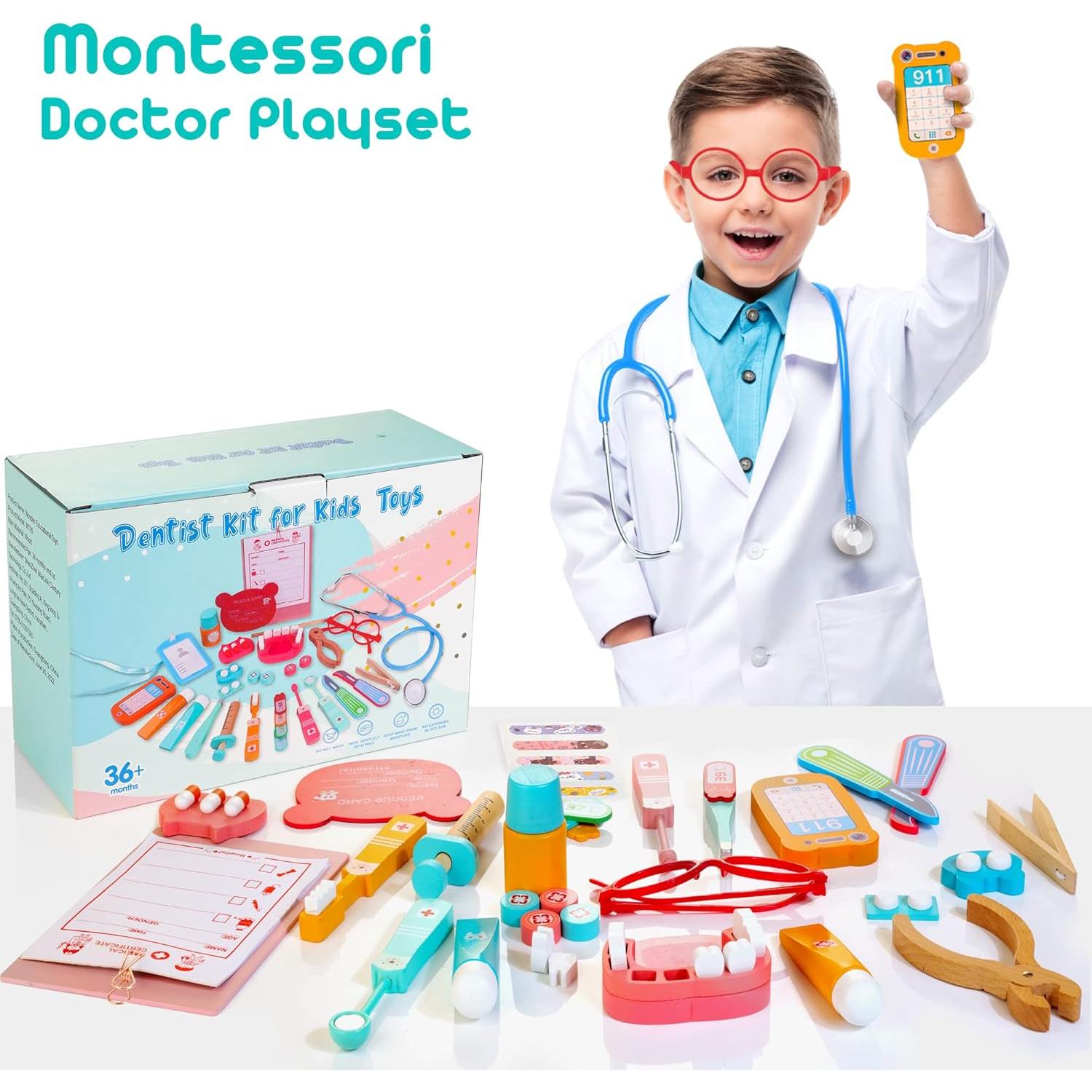 Kit Médico de Dentista de Madera ShenZhen, 41 Piezas para Niños