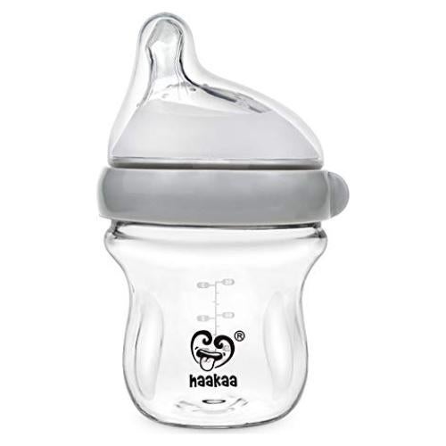 Botella de vidrio anti-cólicos Haakaa Gen. 3 120 ml Gris