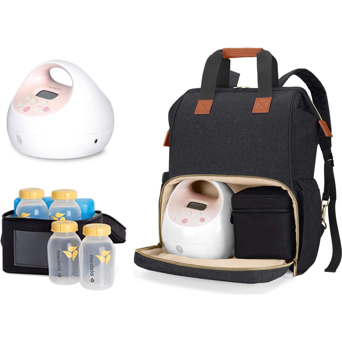 Mochila para Extractor de Leche Teamoy Negra con Compartimento para Portátil