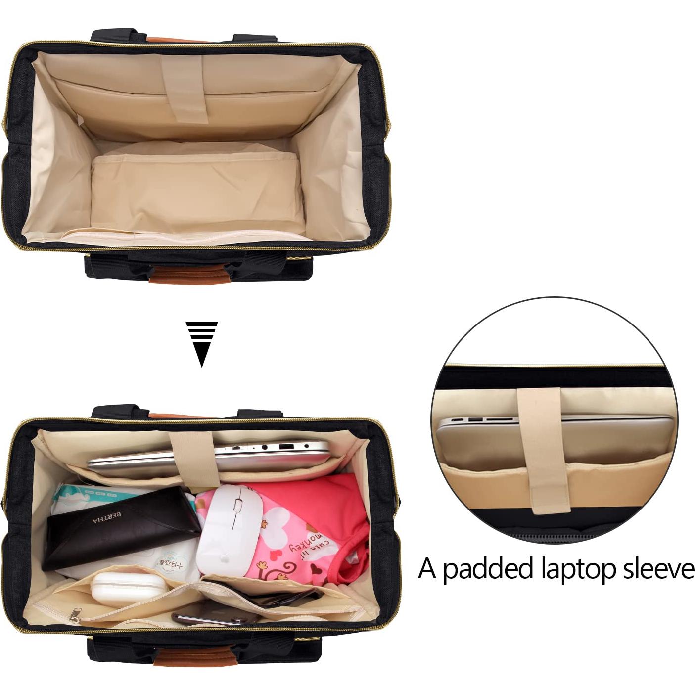 Mochila para Extractor de Leche Teamoy Negra con Compartimento para Portátil