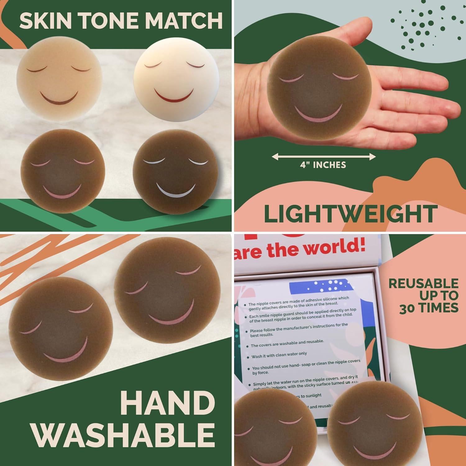 Cubiertas de pezón reutilizables Feliz Wean - 10.16 cm