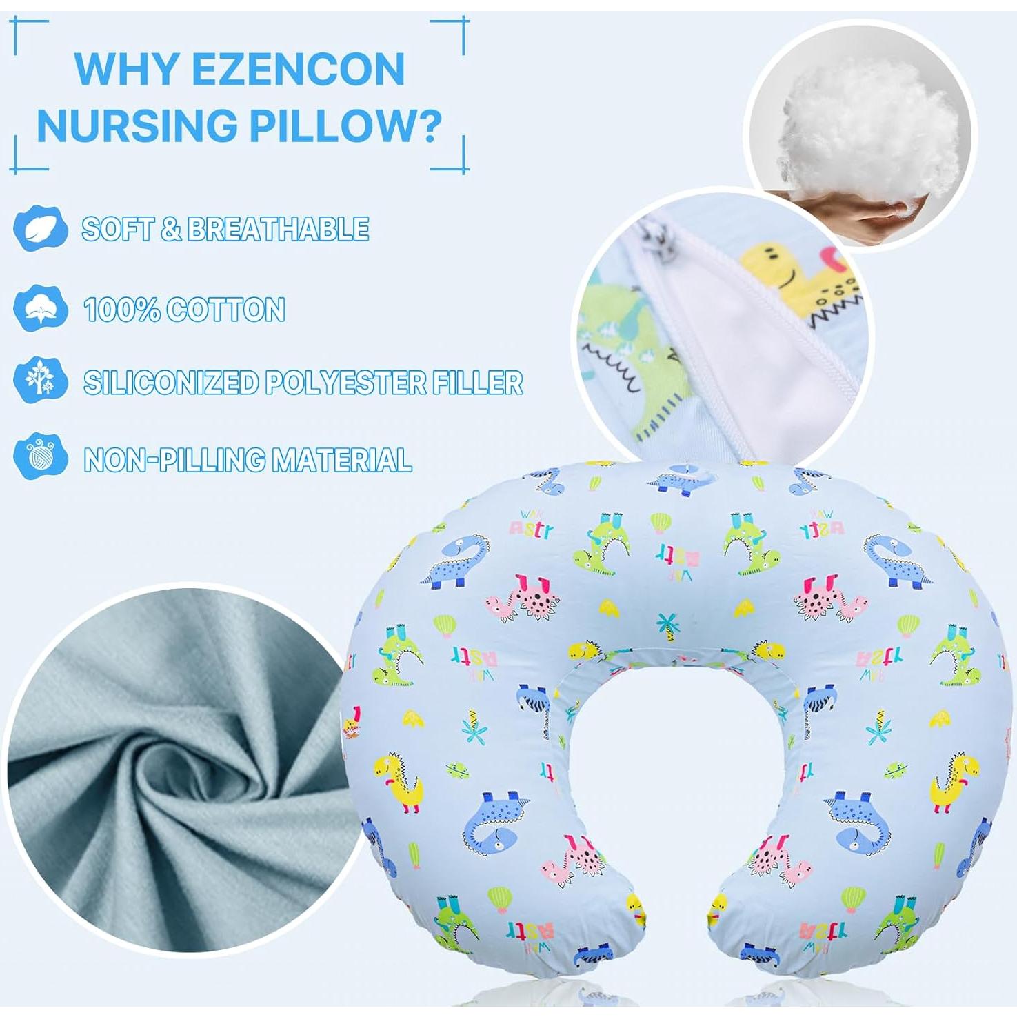 Almohada de Lactancia Witeasy Ergonómica Dinosaurios 55.88x44.45cm