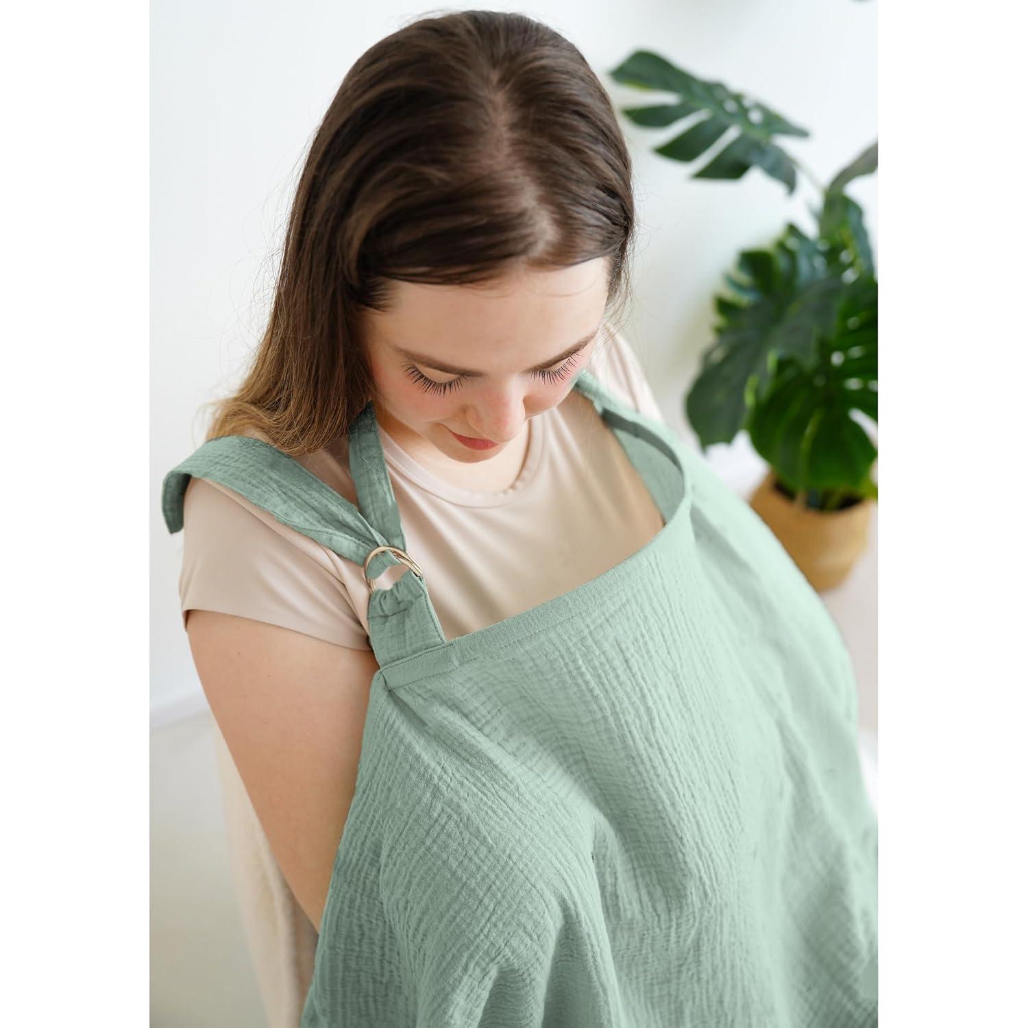 Cubierta de Lactancia Muselina 100% Algodón Verde Ajustable