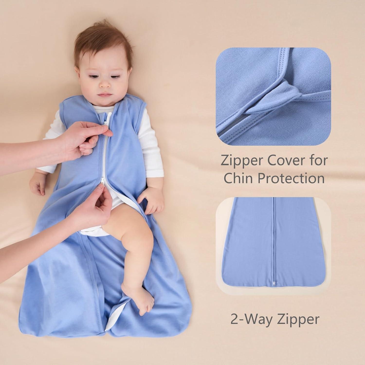 Saco de Sueño para Bebés 0-6 Meses 100% Algodón 3 Piezas