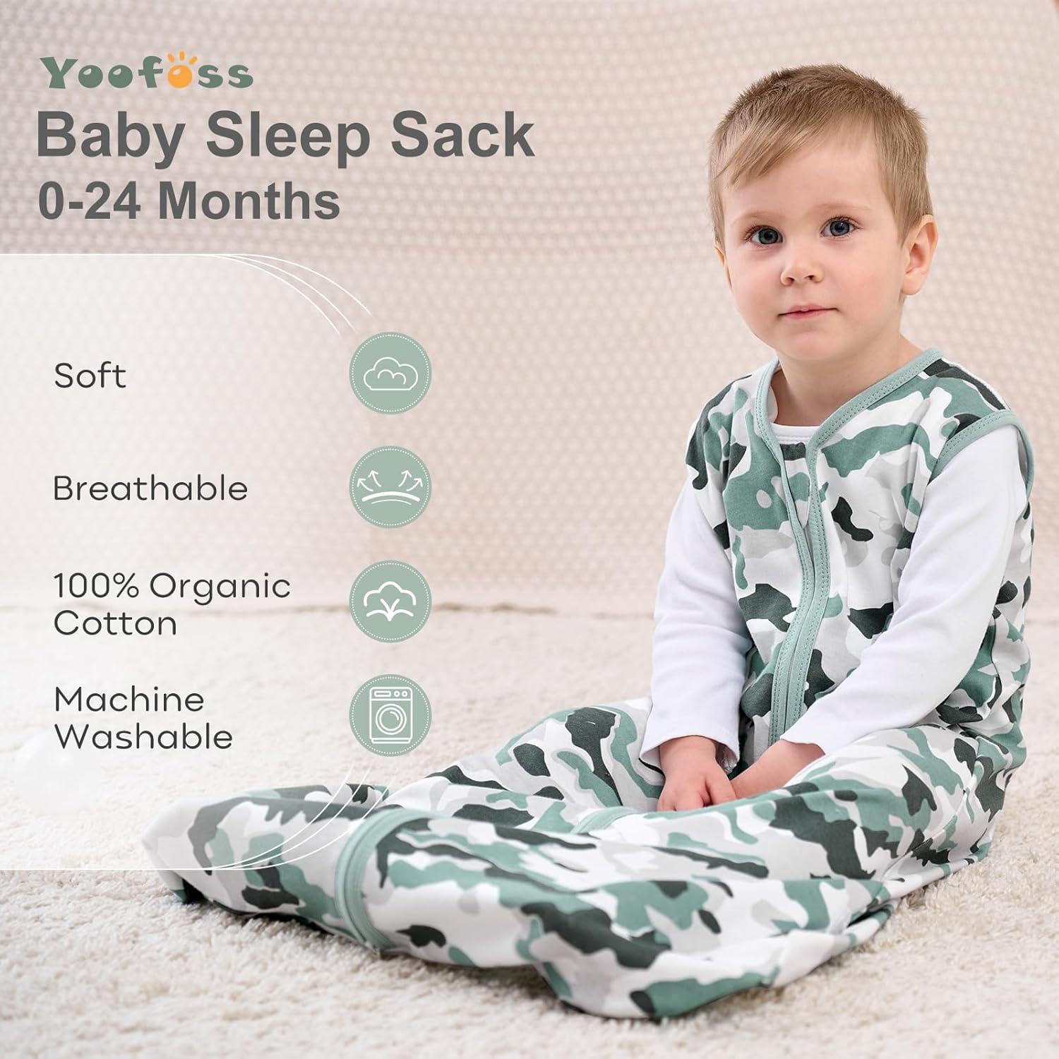 Yoofoss Baby Sleep Sack 0-6 Months Baby Wearable Blanket 100% Cotton 2-Way Zipper TOG 0.5 Toddler Sleeping Sack 3 Pack, Lightweight Sleep Sacks for Babies(Small)