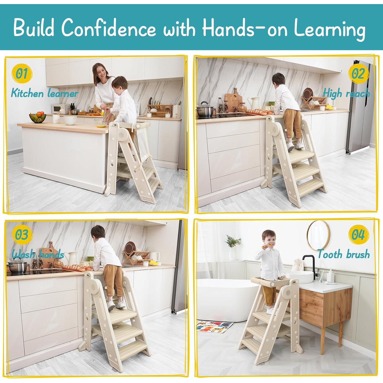 Torre de Aprendizaje Montessori Forbena Plegable Albaricoque