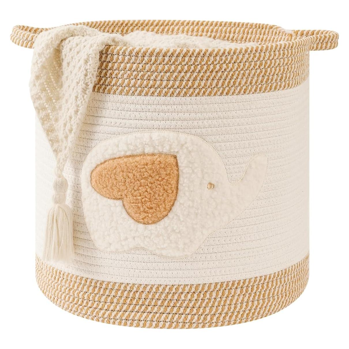 Cesta de Almacenamiento Grande Elefante QDF - Cuerda de Algodón