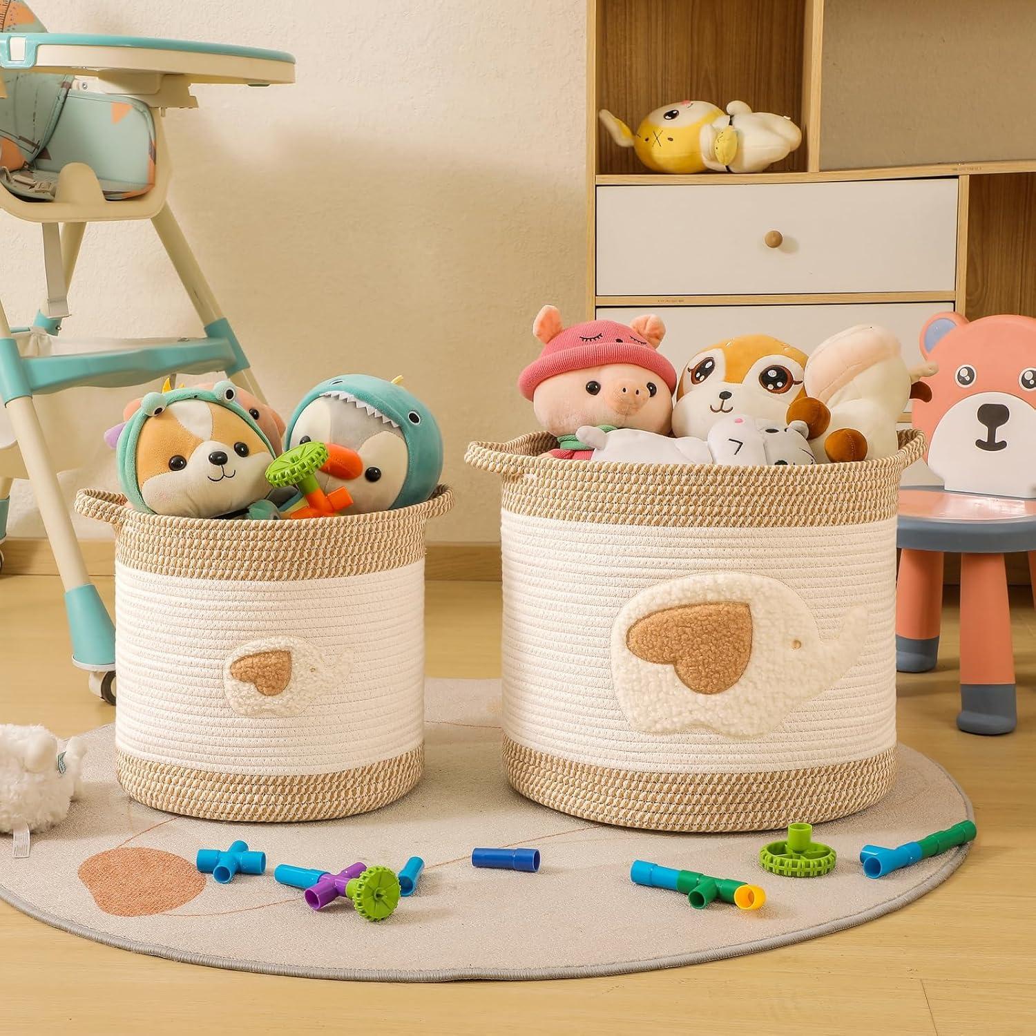 Cesta de Almacenamiento Grande Elefante QDF - Cuerda de Algodón