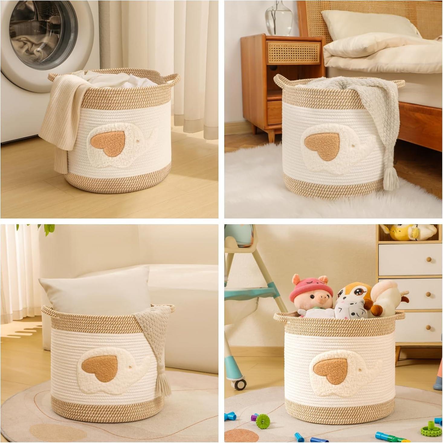 Cesta de Almacenamiento Grande Elefante QDF - Cuerda de Algodón