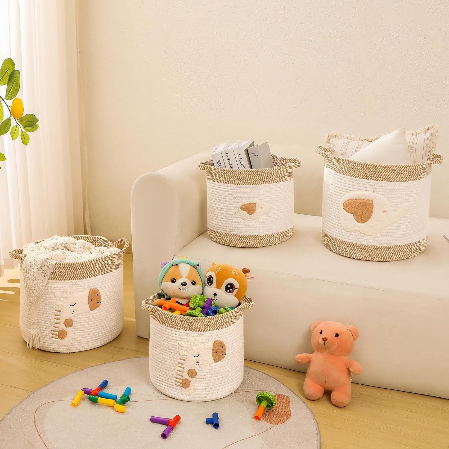 Cesta de Almacenamiento Grande Elefante QDF - Cuerda de Algodón