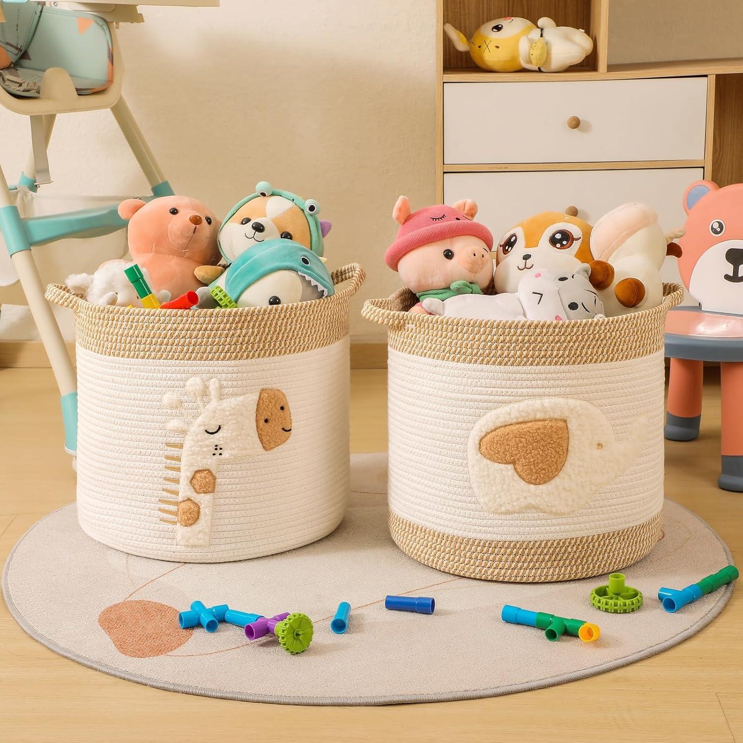 Cesta de Almacenamiento Grande Elefante QDF - Cuerda de Algodón