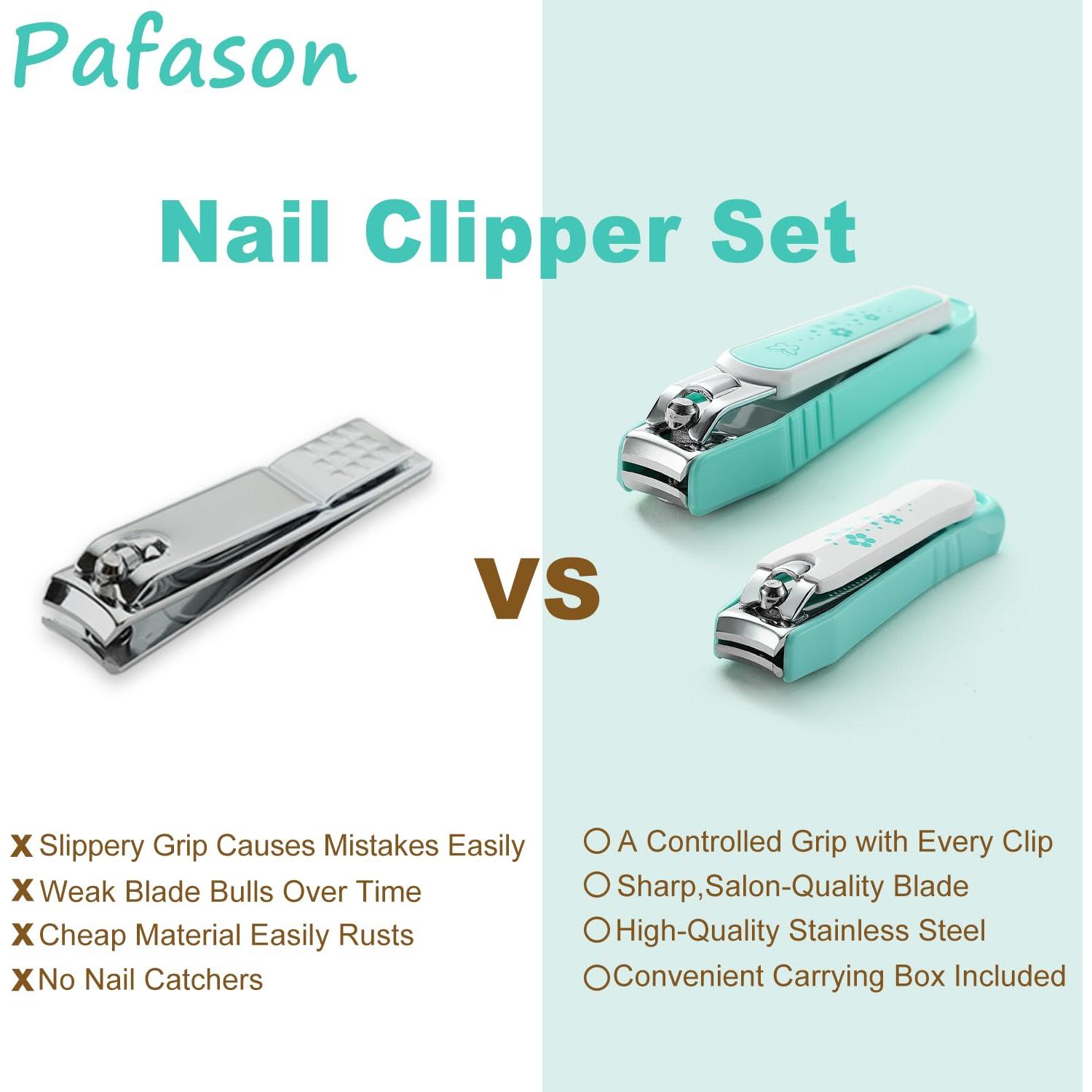 Set Cortadores de Uñas Pafason Acero Inoxidable 2 Piezas