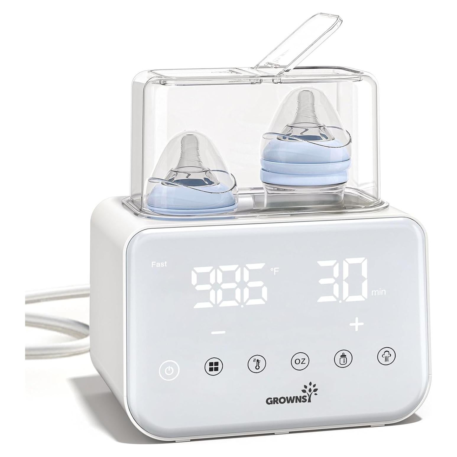 Calentador de Biberones Doble Grownsy 10 en 1 con Control de Temperatura