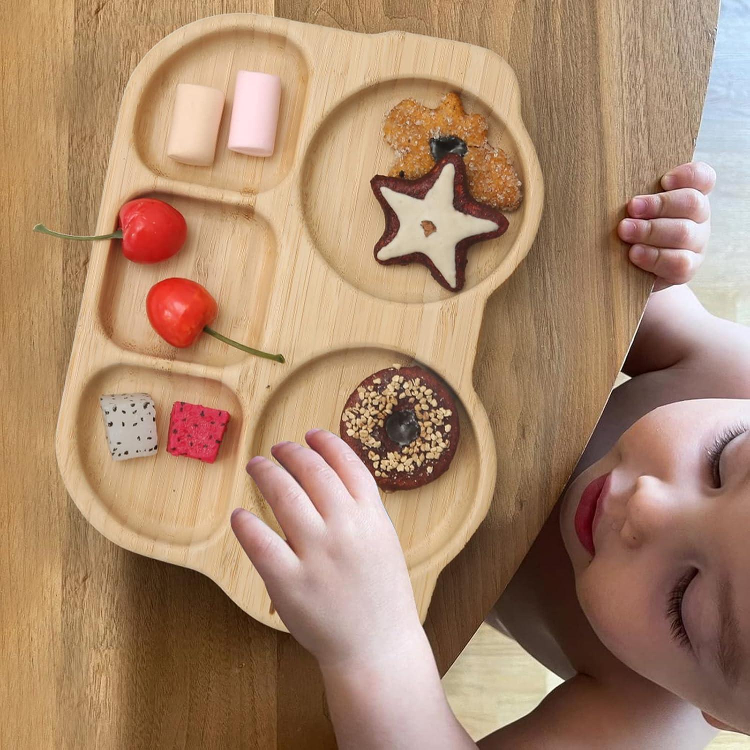 Plato Dividido de Bambú para Bebés Vamos a Hacer - Antideslizante