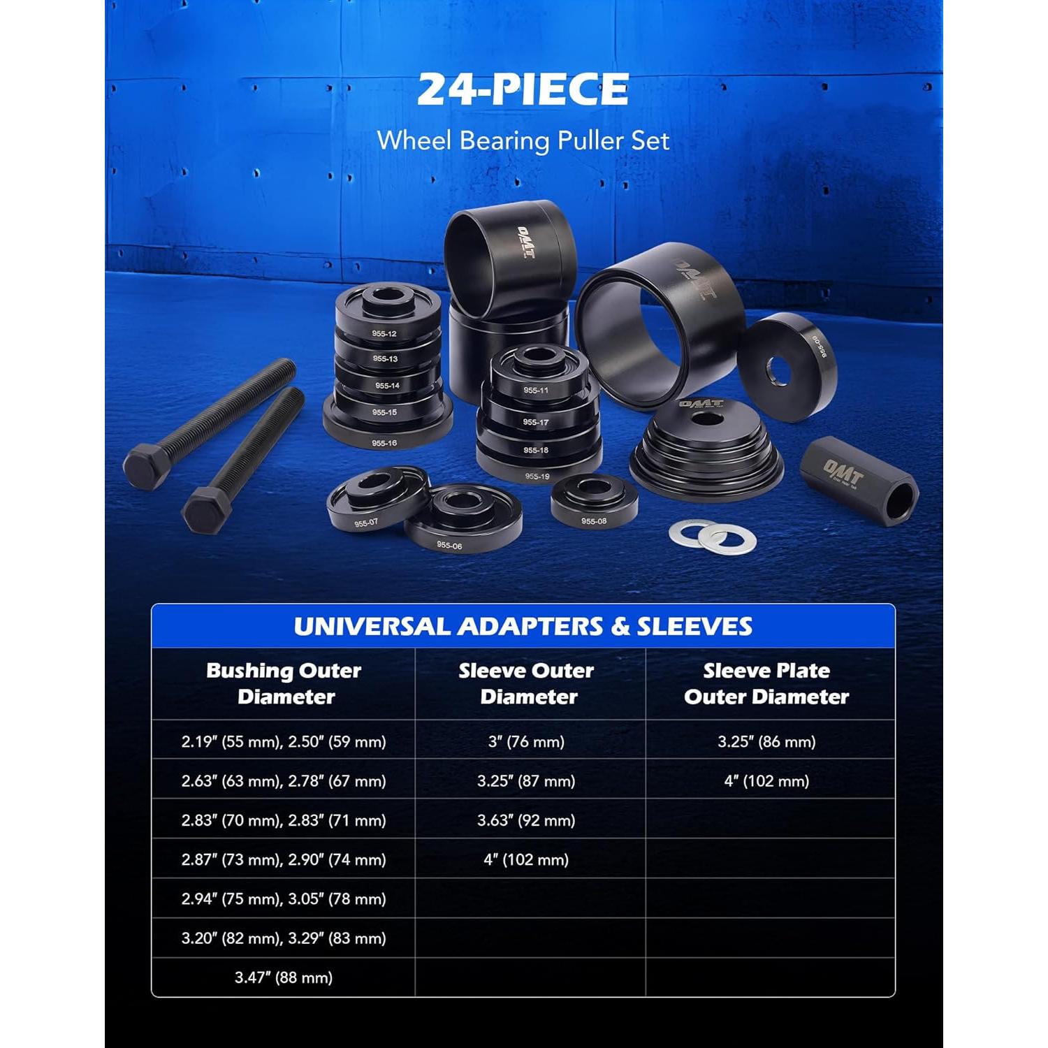 Kit de Prensa de Rodamiento de Rueda Orion Motor Tech 24 Pzas