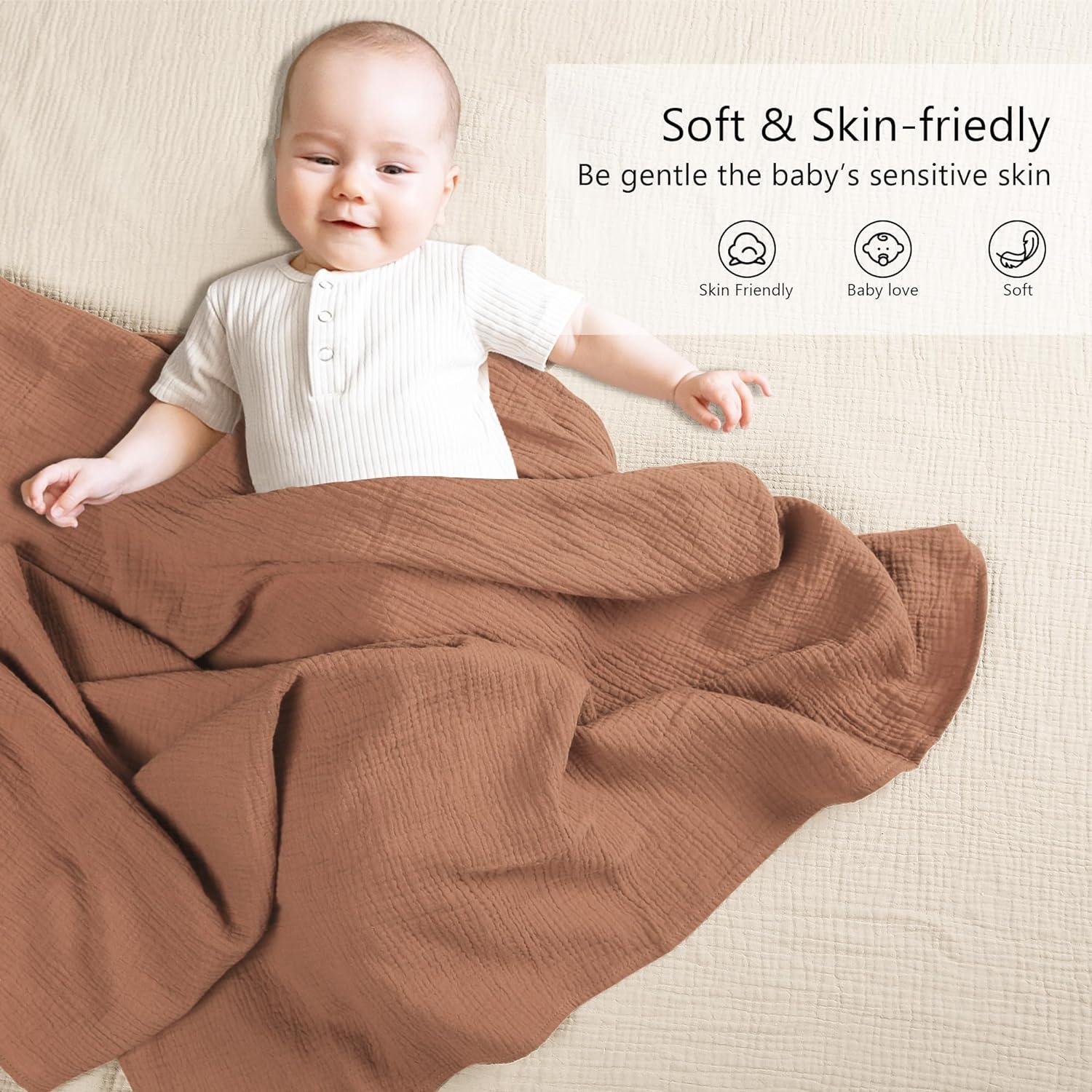 Manta de Muslín 100% Algodón Susurration 101.6x101.6cm Marrón