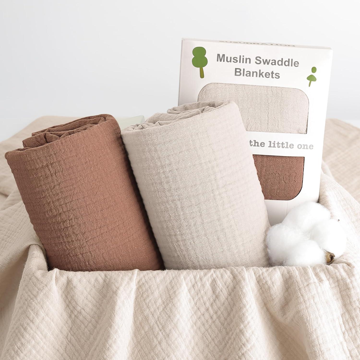 Manta de Muslín 100% Algodón Susurration 101.6x101.6cm Marrón