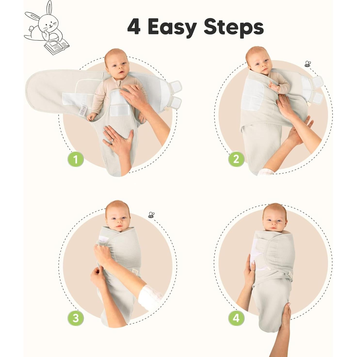 Paquete de 3 Mantas Orgánicas KeaBabies para Bebés 0-3 Meses