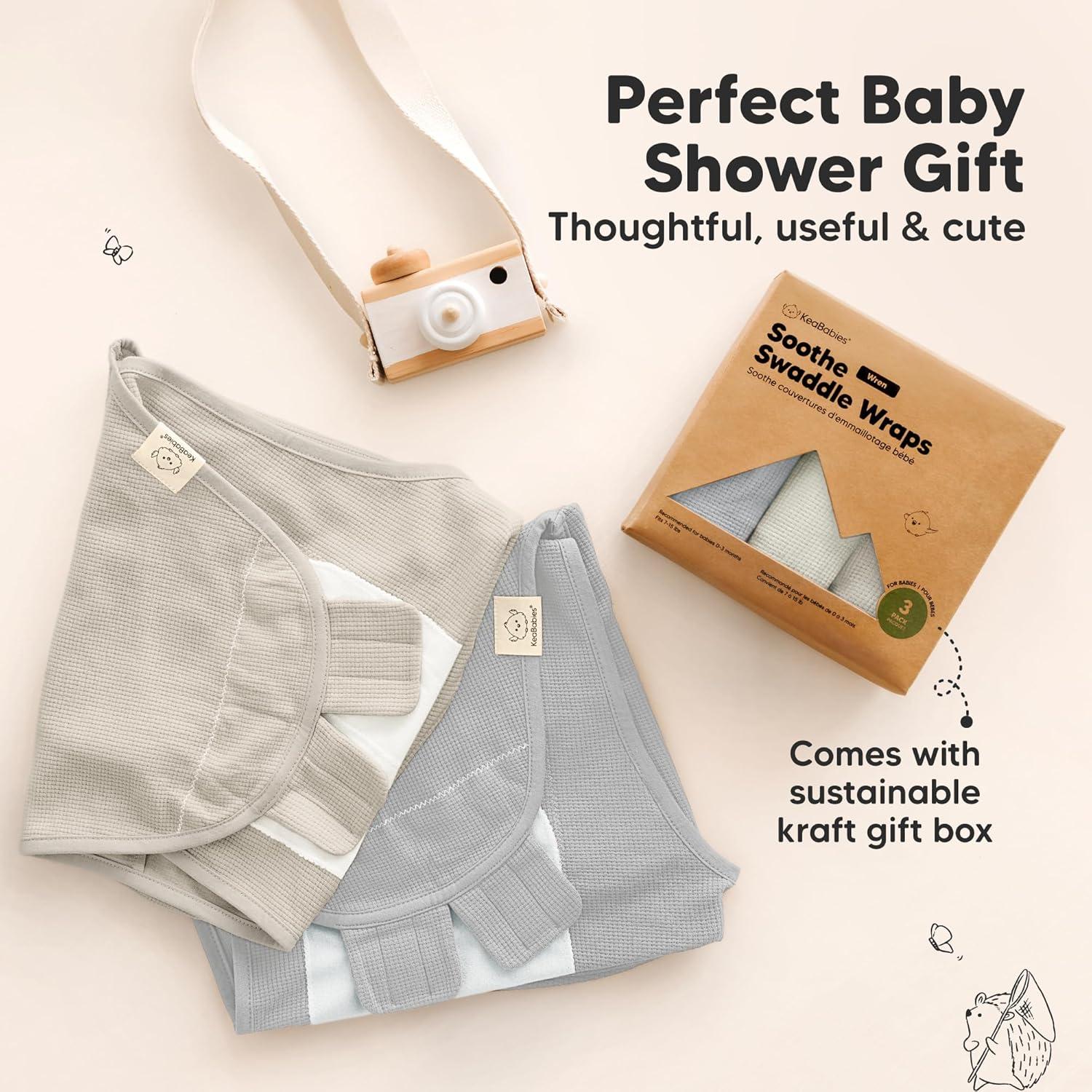 Paquete de 3 Mantas Orgánicas KeaBabies para Bebés 0-3 Meses