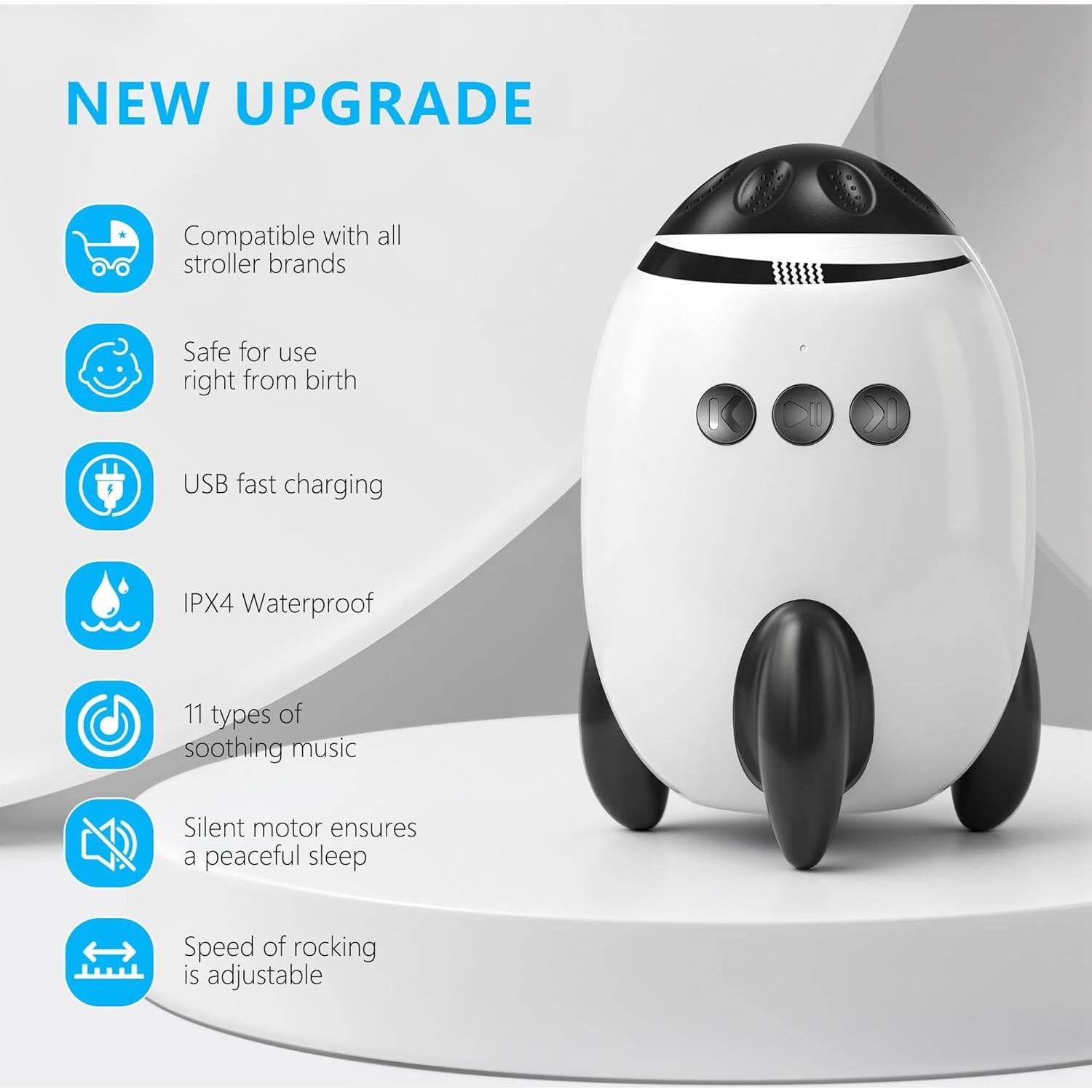 Balancín para Bebés QNHMPW con Ruido Blanco y Ajuste de Velocidad