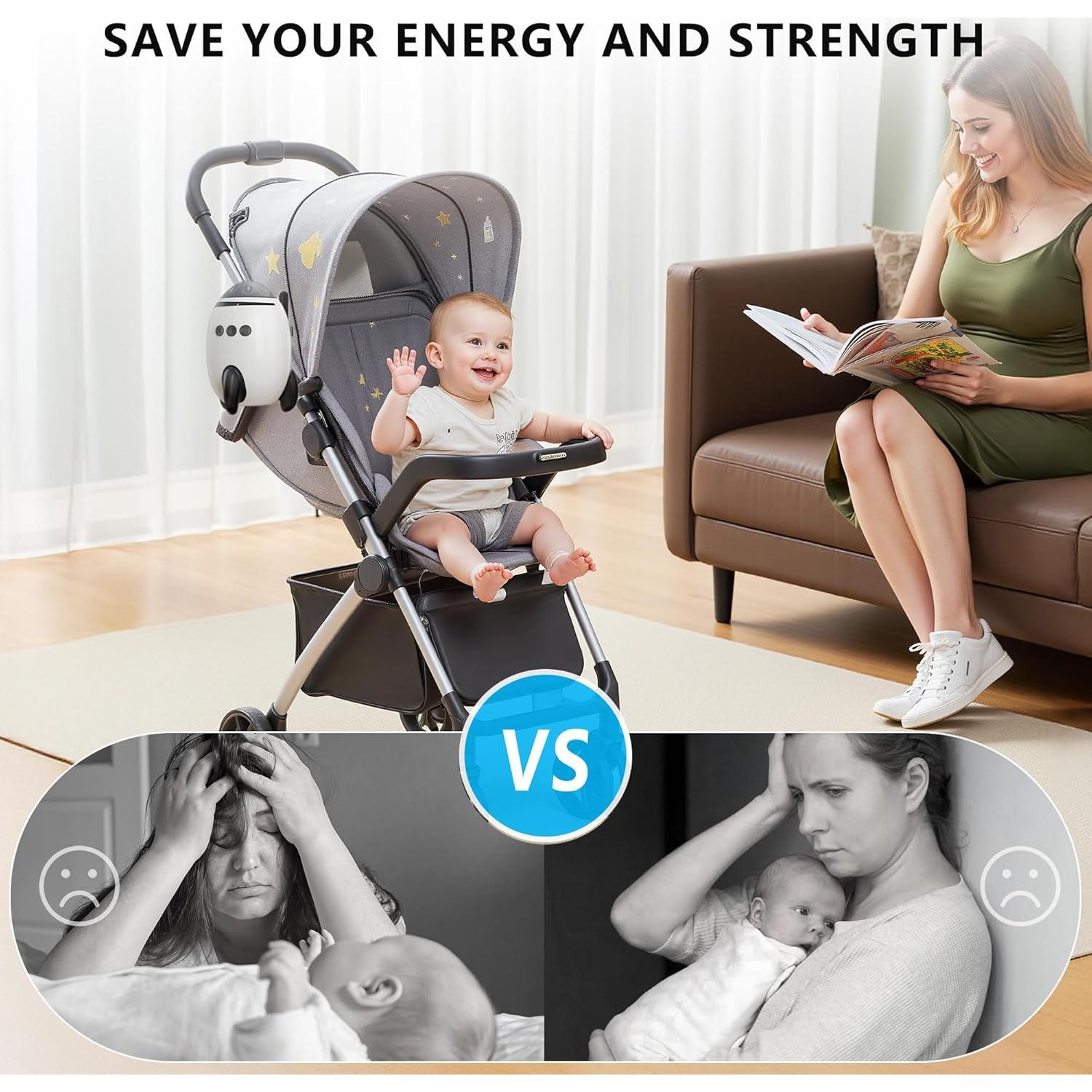 Balancín para Bebés QNHMPW con Ruido Blanco y Ajuste de Velocidad