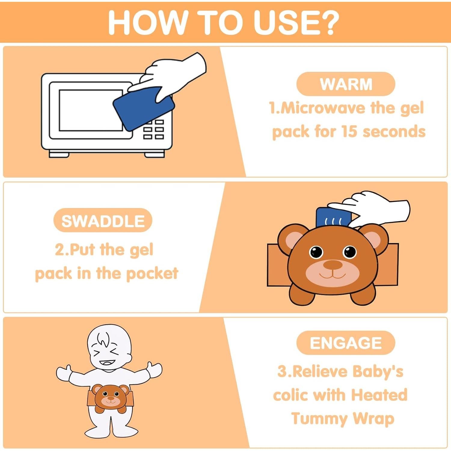 Almohadilla térmica Heigoeost para cólicos y gases en bebés