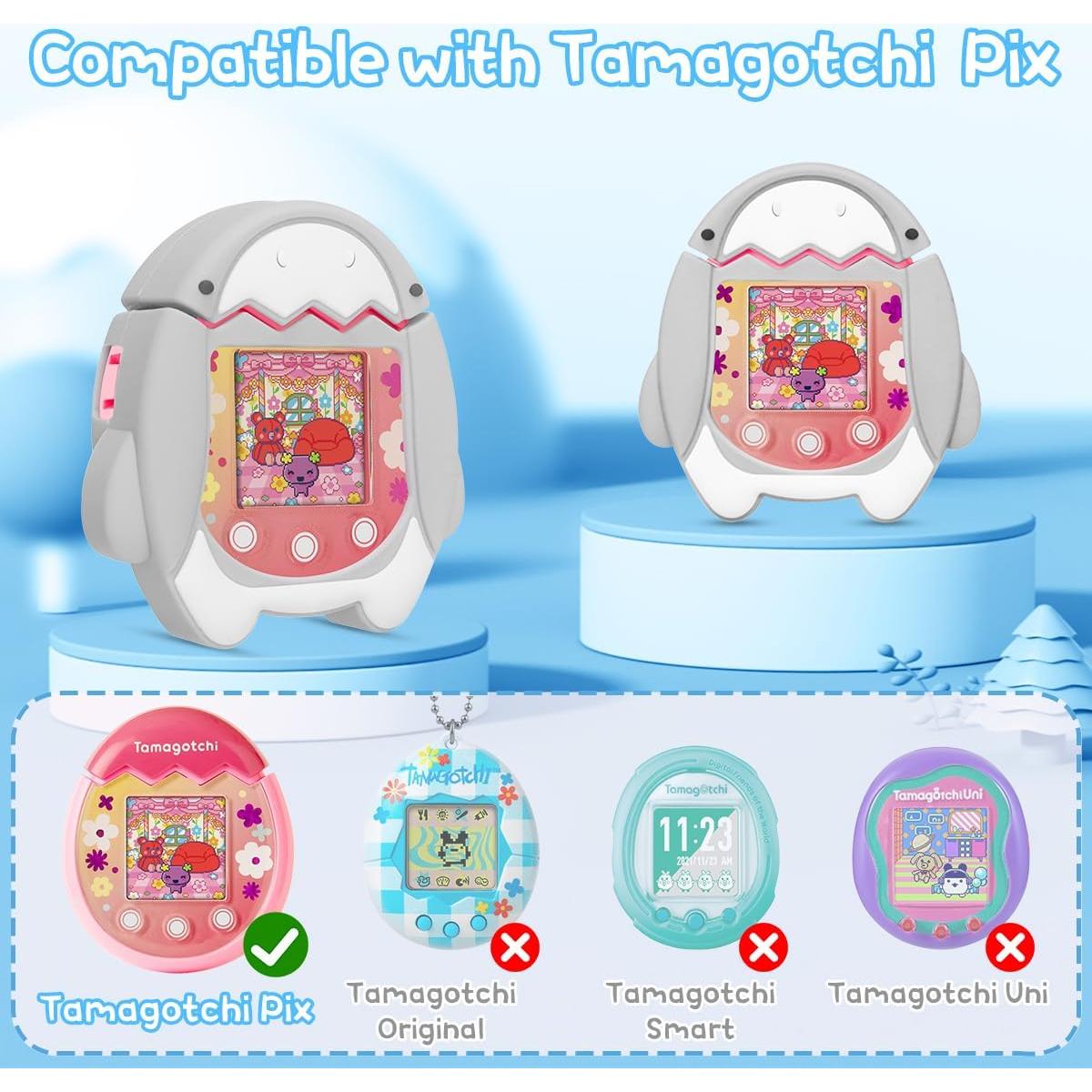 Funda de Silicona BEARDDO para Tamagotchi Pix - Tiburón Gris