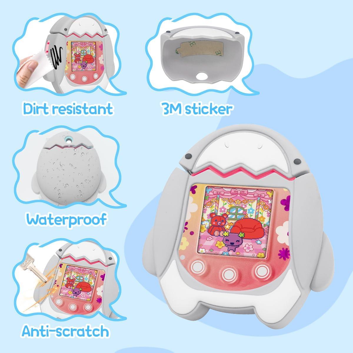 Funda de Silicona BEARDDO para Tamagotchi Pix - Tiburón Gris