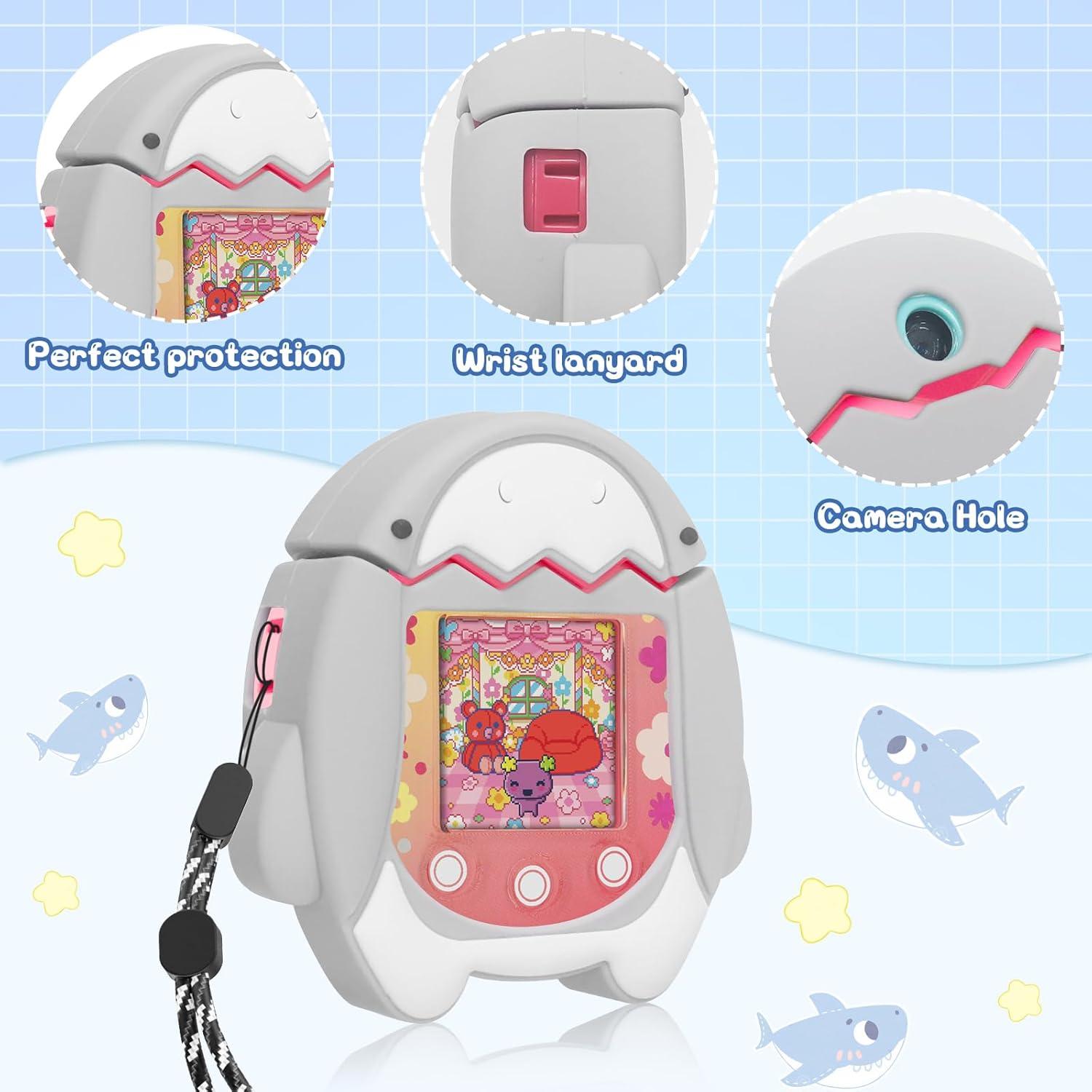 Funda de Silicona BEARDDO para Tamagotchi Pix - Tiburón Gris