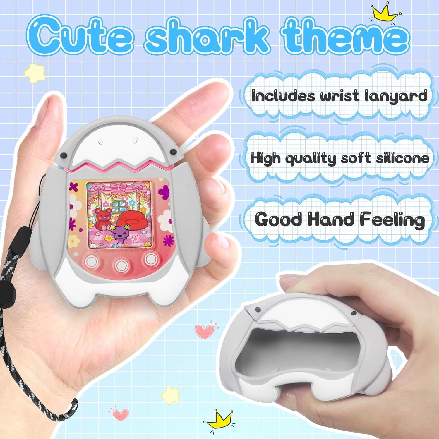 Funda de Silicona BEARDDO para Tamagotchi Pix - Tiburón Gris