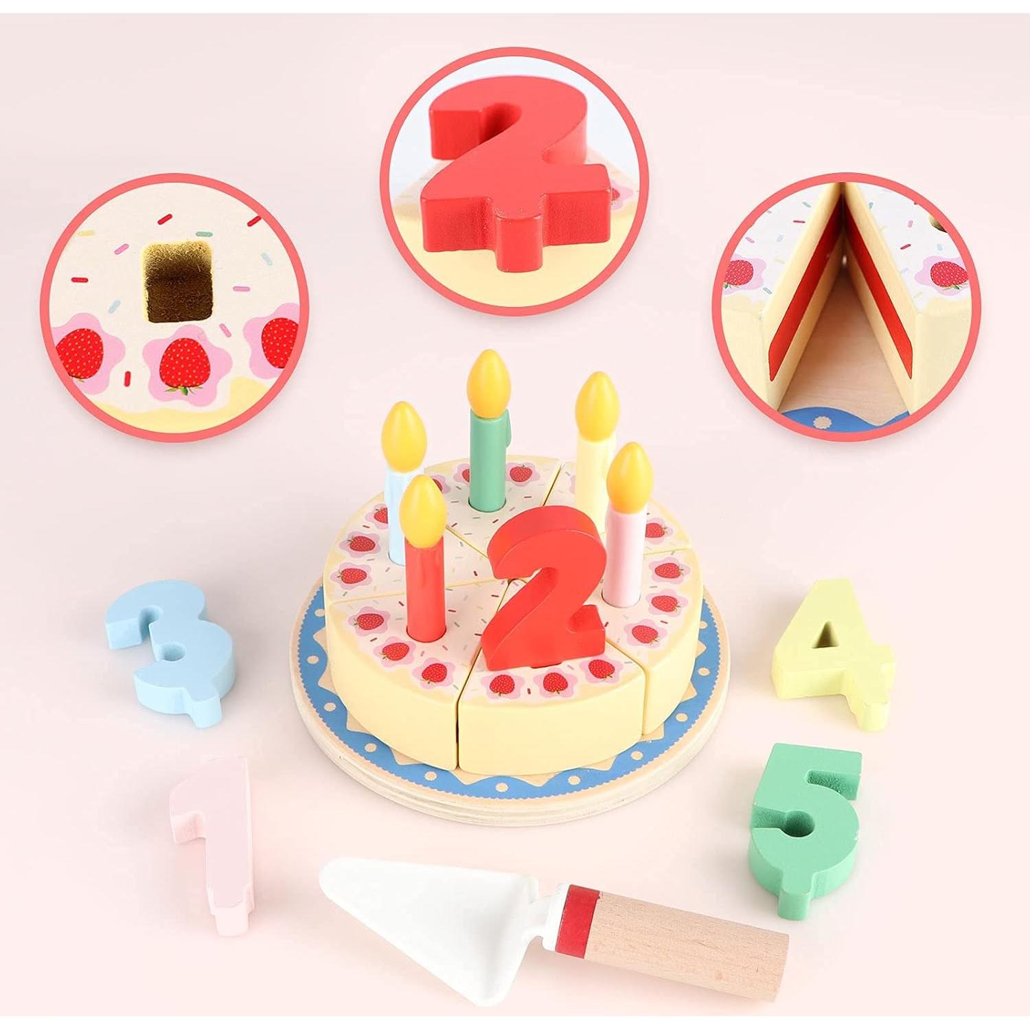 Juego de Corte de Pastel de Madera Steventoys con Velas y Números
