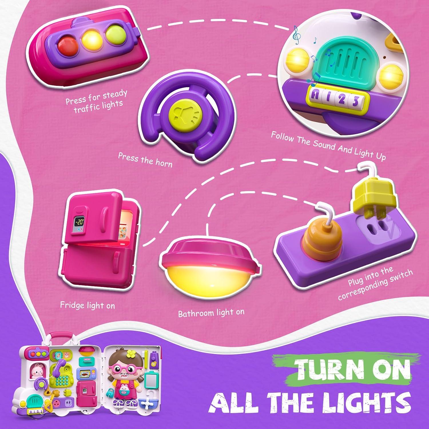 Juguete Busy Board Montessori Vanvimen 54-en-1 para Niños 1-3 Años