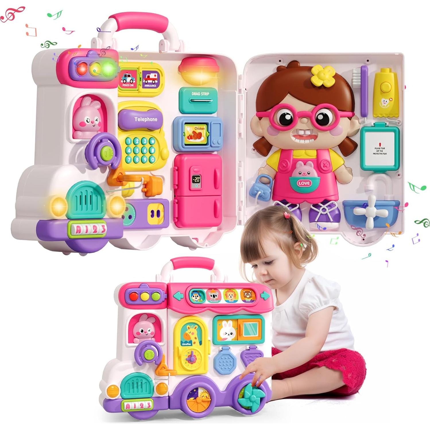 Juguete Busy Board Montessori Vanvimen 54-en-1 para Niños 1-3 Años