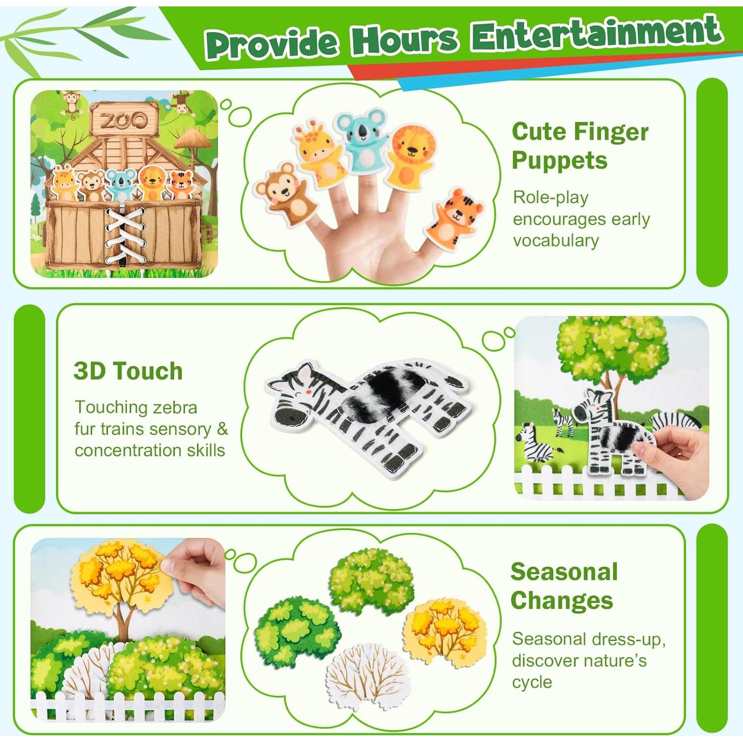 Libro Ocupado Montessori Asten para Niños 1-4 Años Zoológico