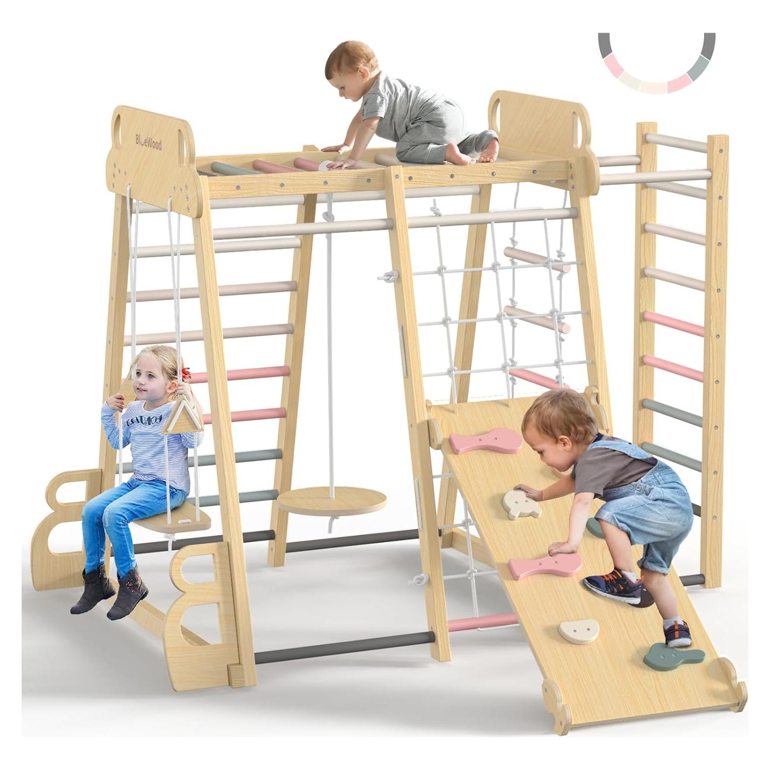 Gimnasio Interior 9-en-1 BlueWood para Niños Rosa Malva