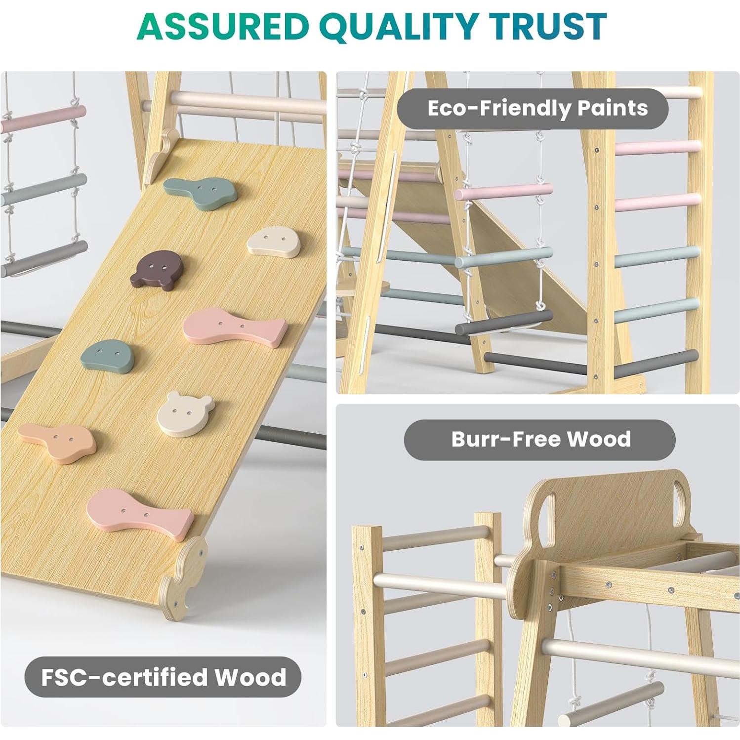 Gimnasio Interior 9-en-1 BlueWood para Niños Rosa Malva