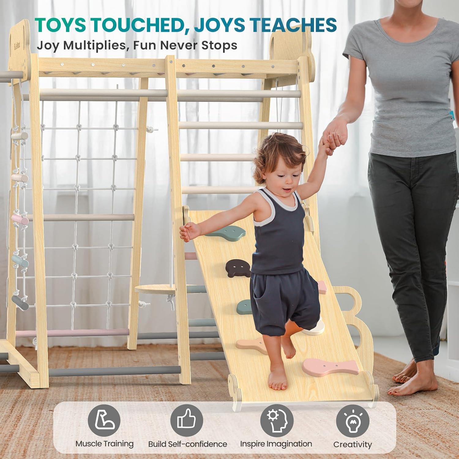 Gimnasio Interior 9-en-1 BlueWood para Niños Rosa Malva