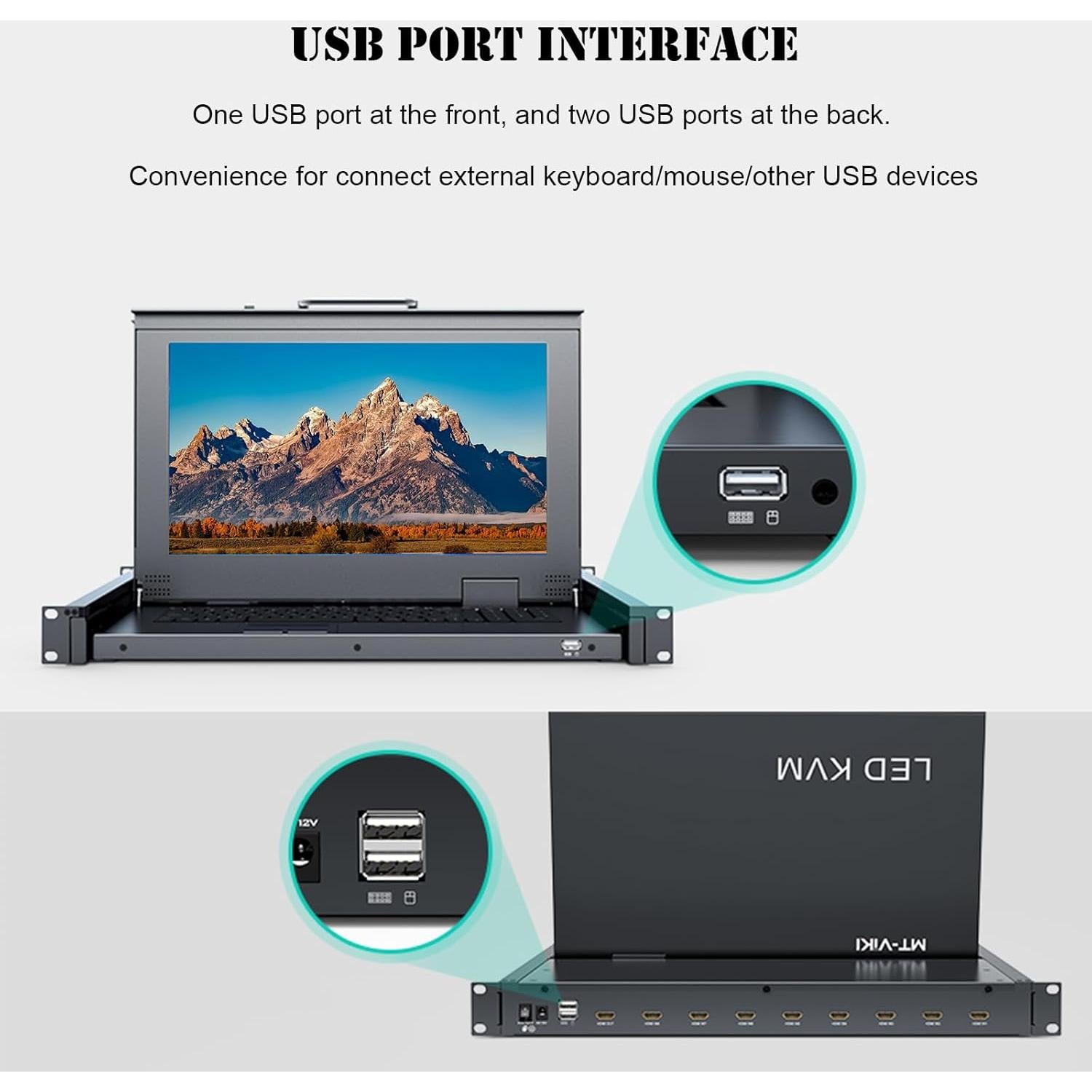 Interruptor KVM HDMI 8 Puertos MT-VIKI con Monitor LCD 15.6"