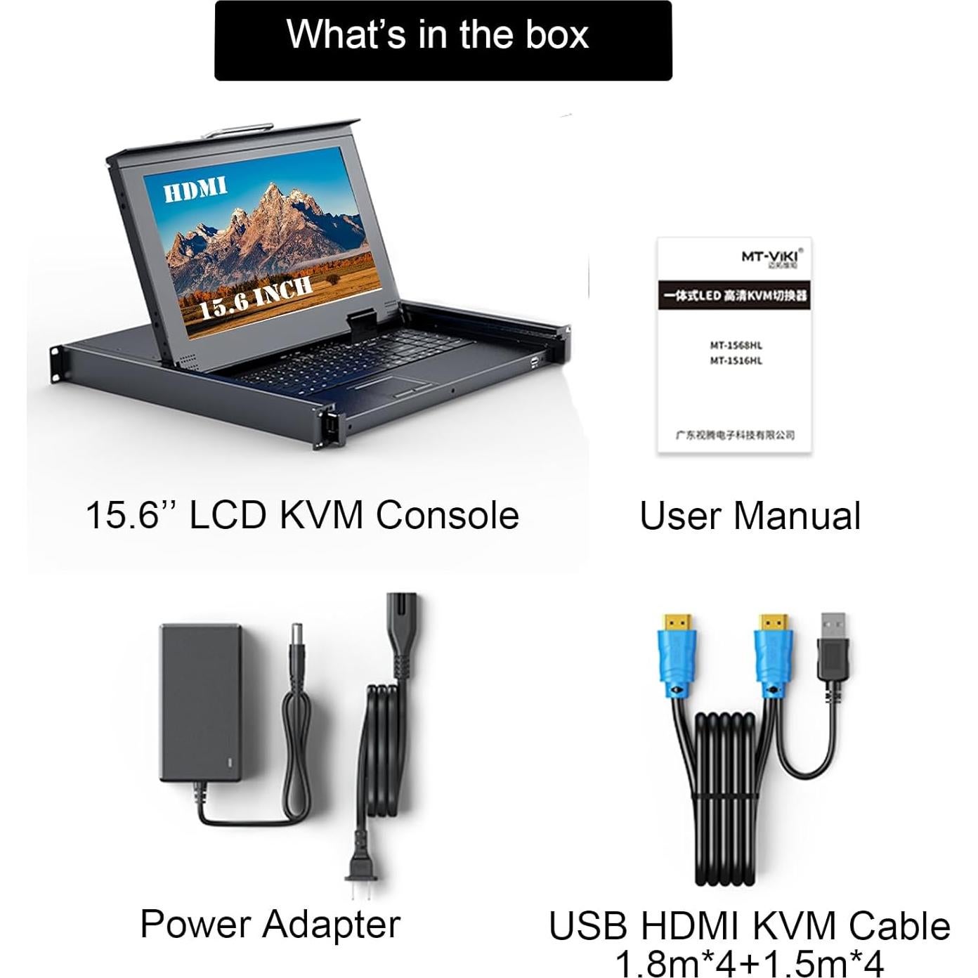 Interruptor KVM HDMI 8 Puertos MT-VIKI con Monitor LCD 15.6"