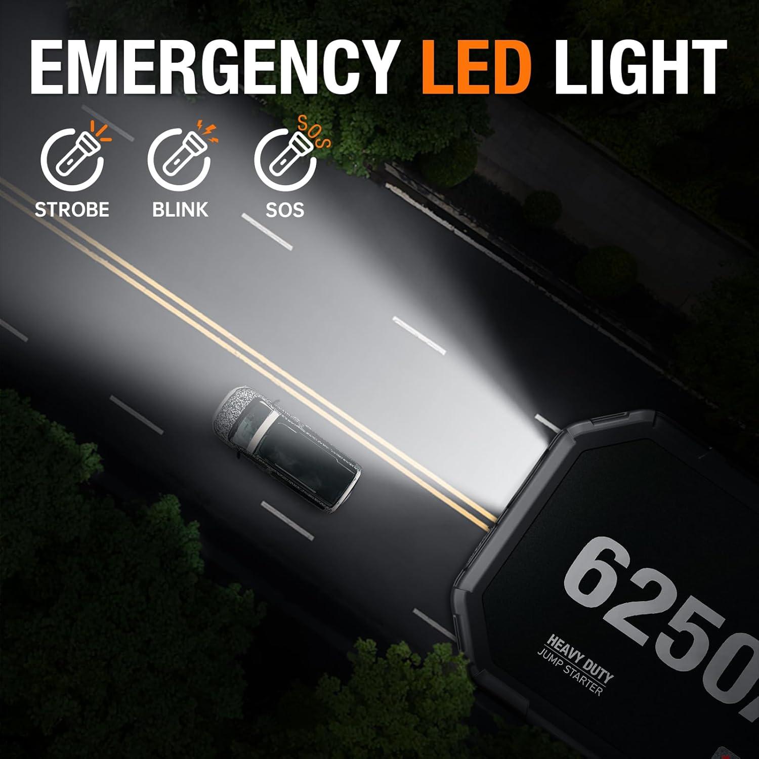 Arrancador de Batería ADORETRIP F40 6250A 12V Pantalla LED