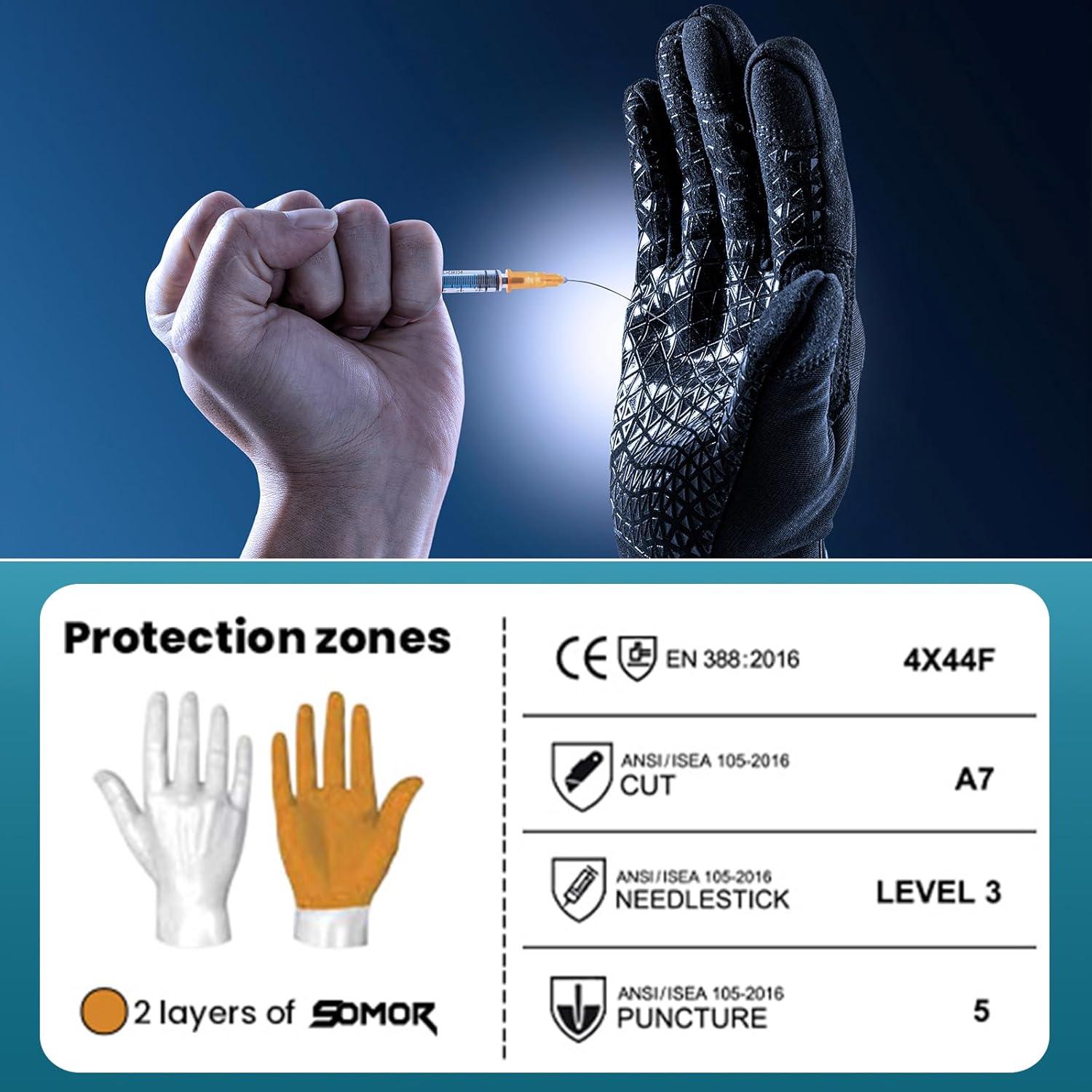 Guantes de Trabajo Resistentes a Cortes A7 y Perforaciones L5 - Somor - Talla S