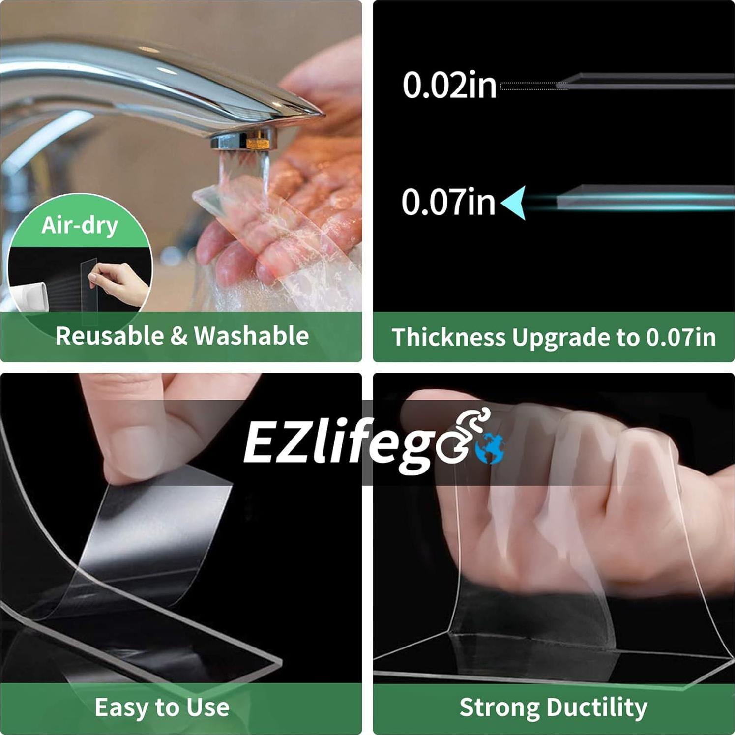 Cinta Doble Cara EZlifego 3m Transparente Resistente al Agua