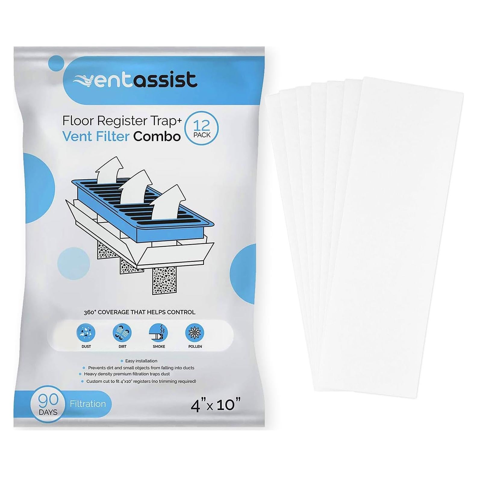 Filtros de Aire Vent Assist 10x25.4cm MERV 8 - Paquete de 12