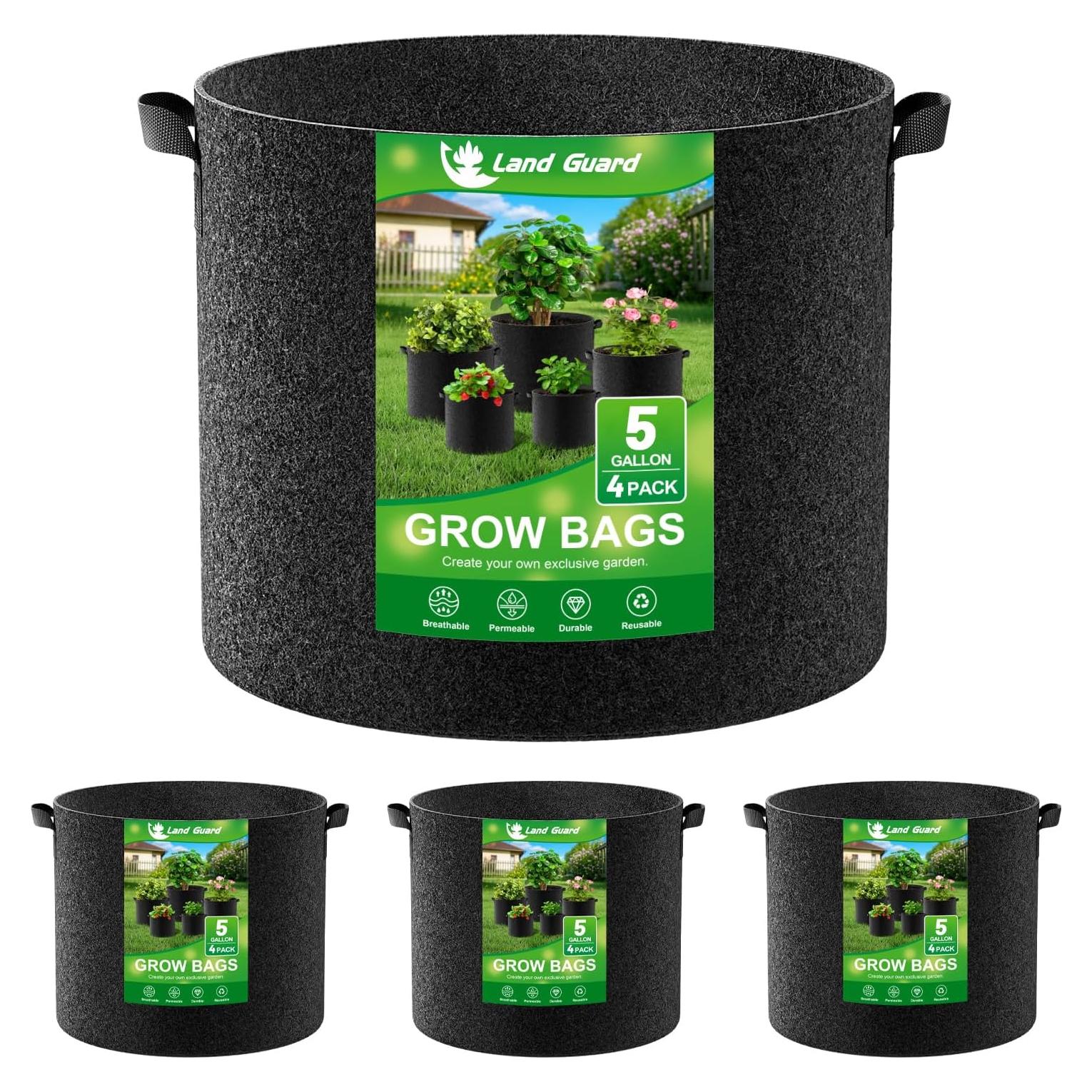 Bolsas de Cultivo de Tela Land Guard 4-Pack 18.93L Negras
