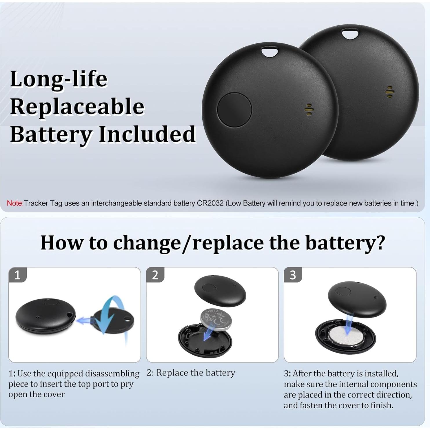 Rastreador Bluetooth Geevon Smart Tag 2P Negro para iOS