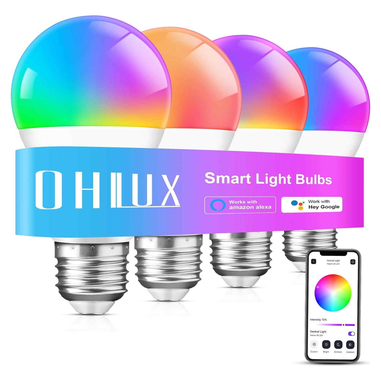 Bombillas Inteligentes OHLUX A19 E26 10W Paquete de 4