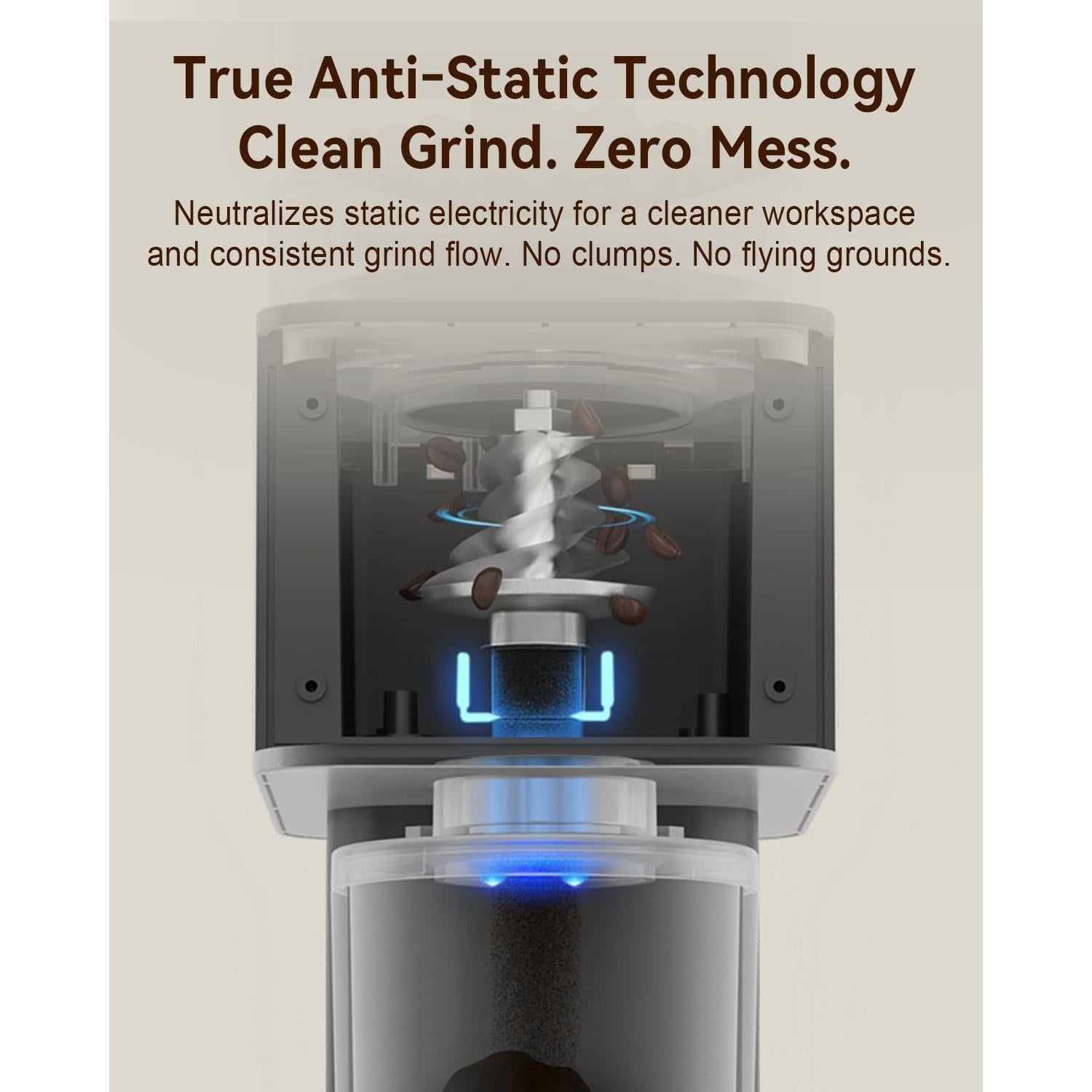 Molinillo de Café MOKKOM con Escala Bluetooth 150g Antiestático