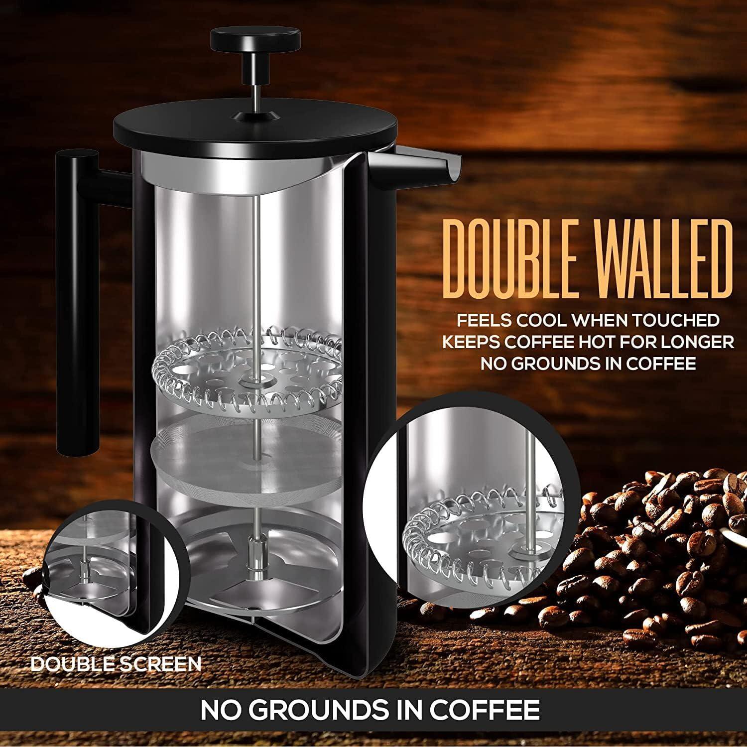 Cafetera Prensa Francesa Coffito 34 oz Acero Inoxidable Negro