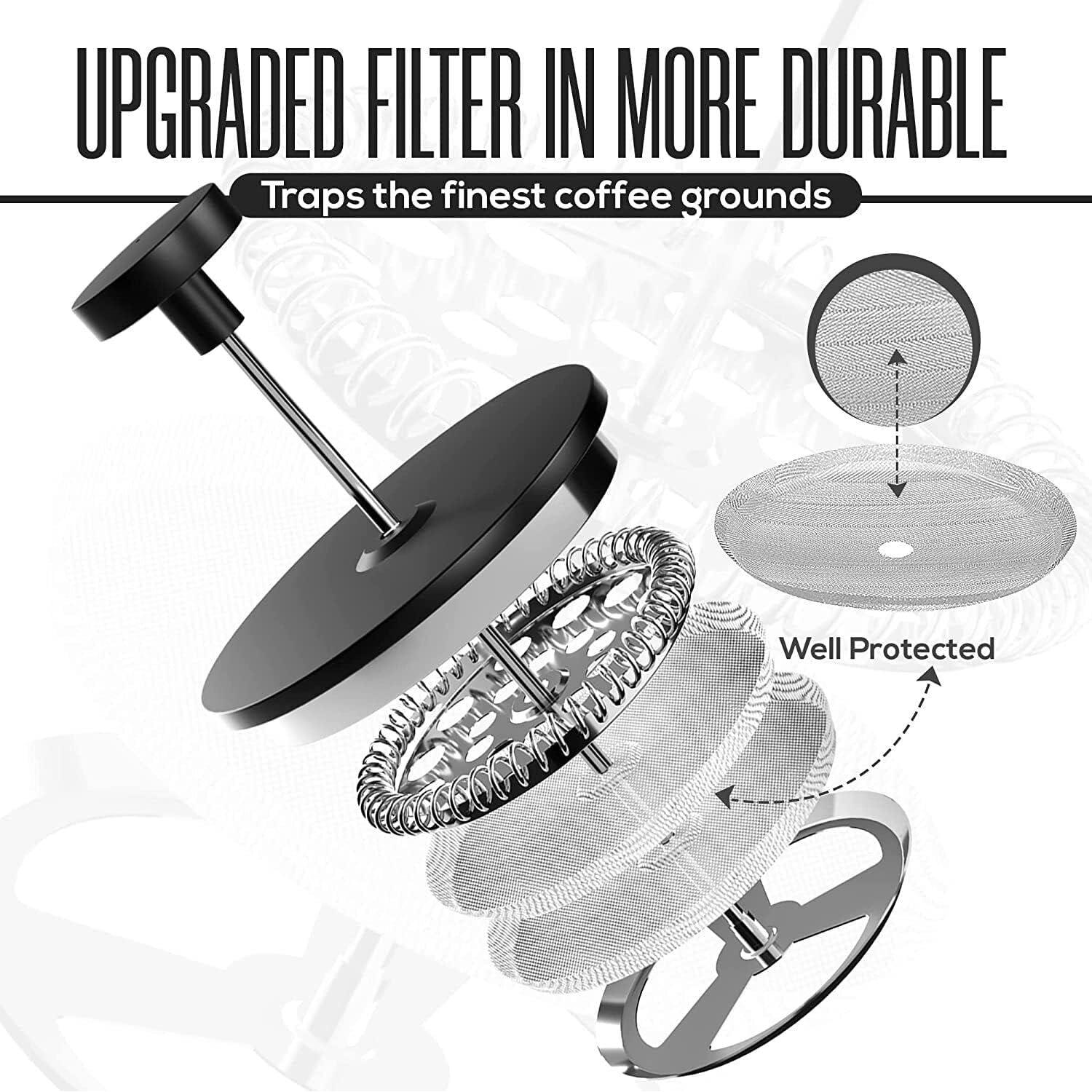 Cafetera Prensa Francesa Coffito 34 oz Acero Inoxidable Negro