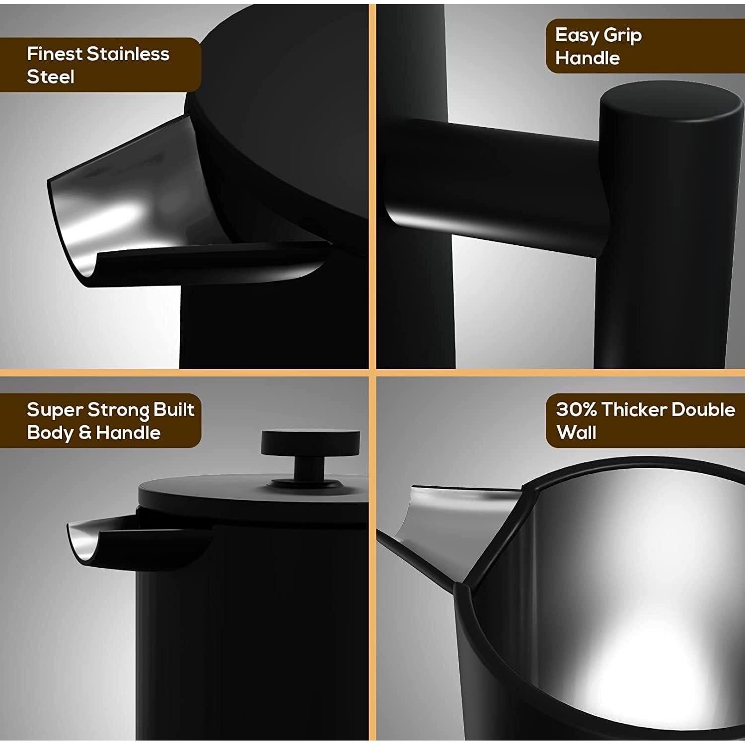 Cafetera Prensa Francesa Coffito 34 oz Acero Inoxidable Negro